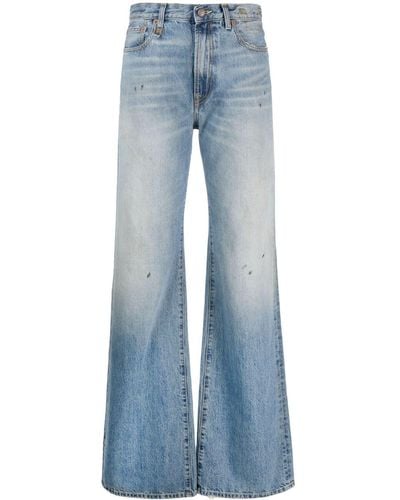 R13 High-rise Stonewashed Wide-leg Jeans - Blue