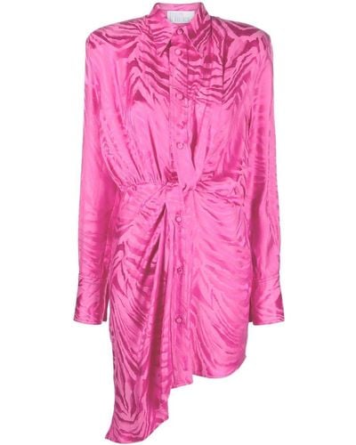 GIUSEPPE DI MORABITO Zebra Jacquard Asymmetric Mini Dress - Pink