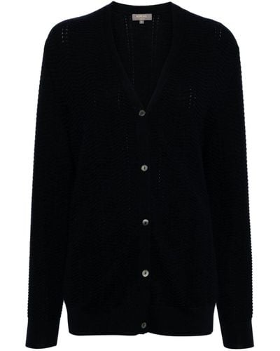 N.Peal Cashmere V-neck Open-knit Cardigan - Black