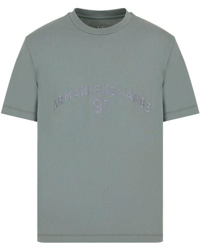 Armani Exchange T-Shirt mit Logo-Stickerei - Grün