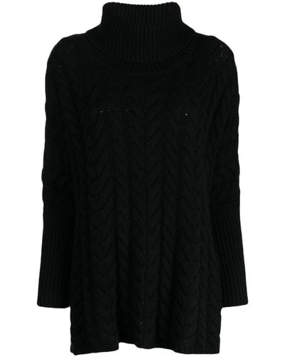 N.Peal Cashmere Cable-knit Roll-neck Cashmere Jumper - Black