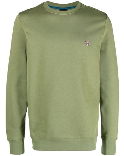 PS by Paul Smith Sweatshirt aus Bio-Baumwolle mit Zebra-Patch - Grün