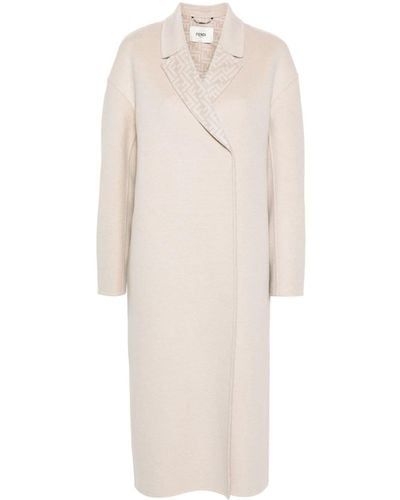 Fendi Ff-patterned Lining Midi Coat - White