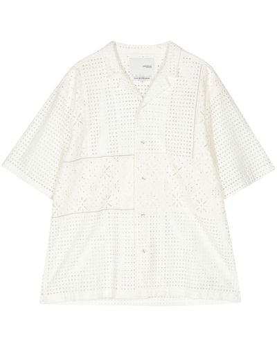 Yoshio Kubo Short-sleeved broderie-anglaise shirt - Bianco