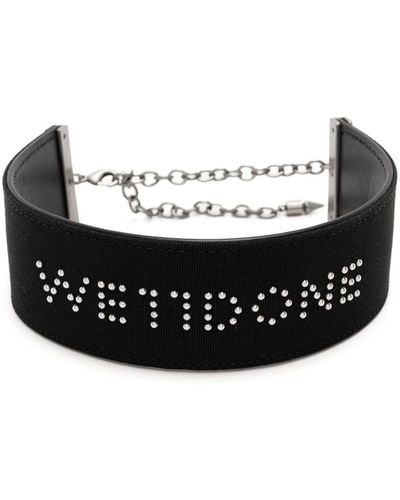 we11done Studded Leather Choker Necklace - Black
