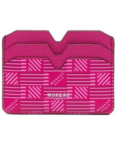 Moreau Logo-print Leather Card Holder - Pink