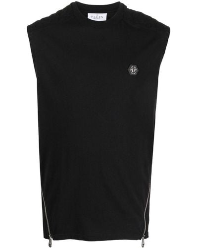 Philipp Plein Camiseta de tirantes Hexagon acolchada - Negro
