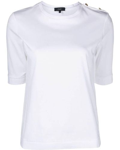 Fay Pikee-Poloshirt mit Schulterklappen - Weiß