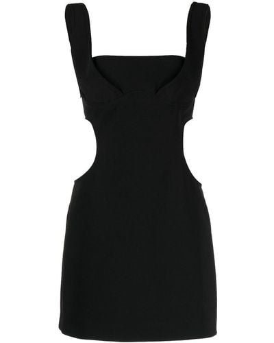 Marine Serre Double Crepe Cut-out Tailored Dress - Black