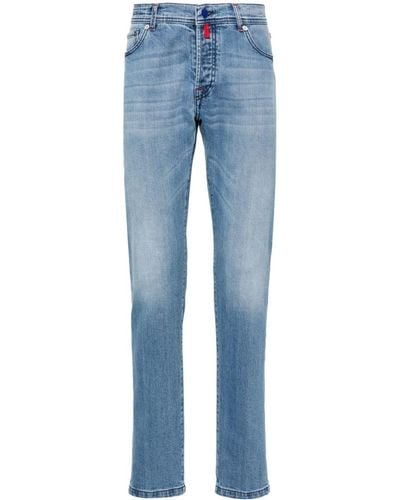 Kiton Mid-rise Tapered-leg Jeans - Blue