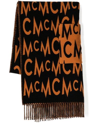Mcm Women's Bi-Color Monogram Jacquard Shawl - Blue - Scarves