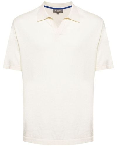 N.Peal Cashmere Polo en maille fine - Blanc