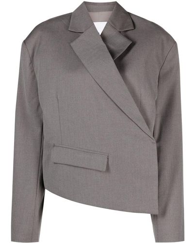 Remain Asymmetric Cropped Blazer - Grey