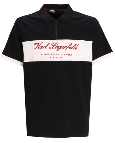 Karl Lagerfeld ジップアップ ポロシャツ - ブラック