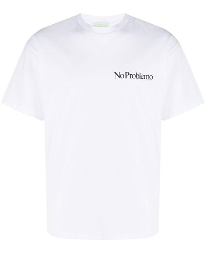 Aries No Problemo Print Cotton T-shirt - White