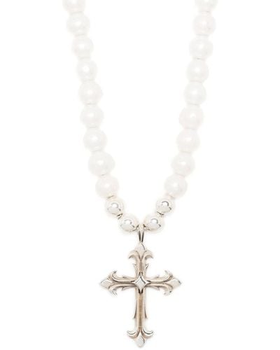 Emanuele Bicocchi Pearl Necklace With Cross - White