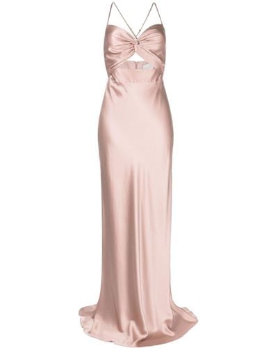 Michelle Mason Twist-detail Silk Maxi Dress - Pink