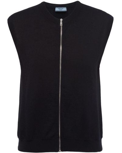 Prada Zip-up Cashmere Vest - Black