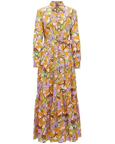 La DoubleJ Bellini Floral-print Cotton Maxi Dress - Metallic