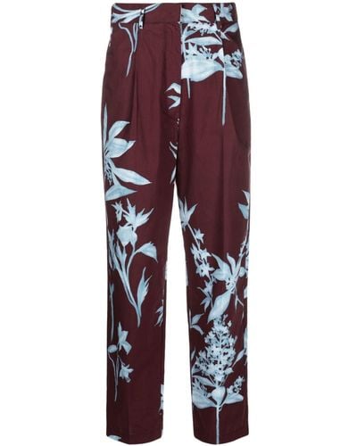 Forte Forte Floral-pattern Cotton Straight-leg Trousers - Rood
