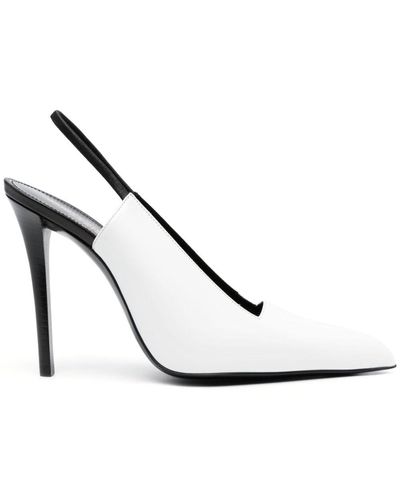 Saint Laurent Raven 110 Leather Slingback Court Shoes - White