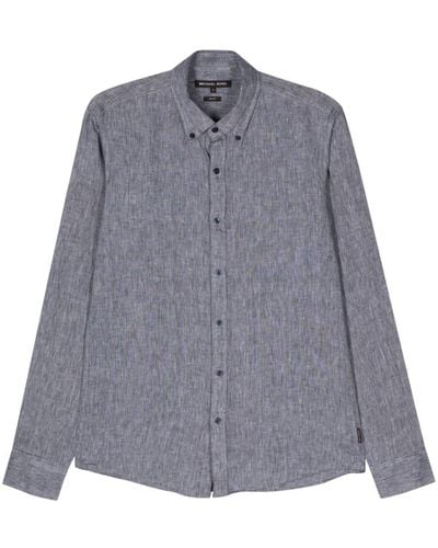 Michael Kors Slub-texture Linen Shirt - Grey