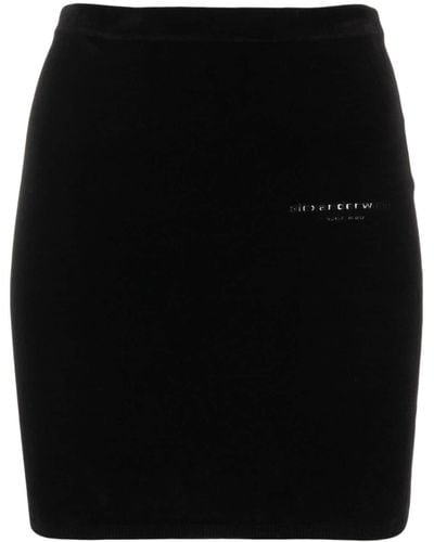 Alexander Wang Minifalda con logo bordado - Negro