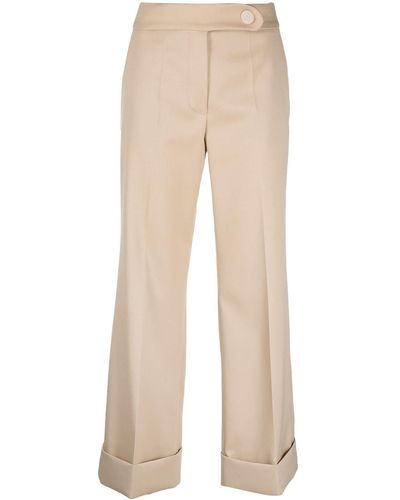 Lanvin Mid-rise Cropped Wool Pants - Natural