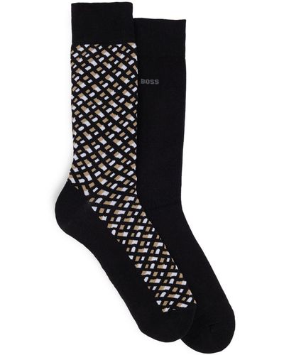 BOSS Intarsia-knit Socks (pack Of Two) - Black