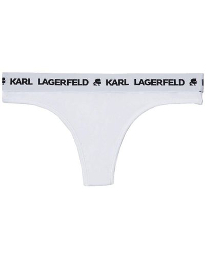 Karl Lagerfeld Tanga con logo en la banda - Blanco