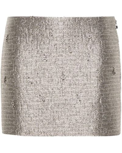 Elisabetta Franchi Mini Tweed Lurex Skirt - Grey