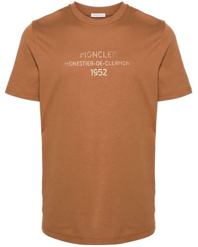 Moncler Logo-print Cotton T-shirt - Brown