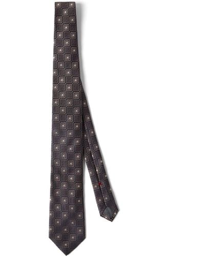 Brunello Cucinelli Cravate en soie à imprimé géométrique - Blanc