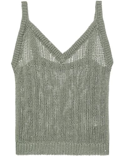 Peserico Sequin-embellished Knitted Top - Gray