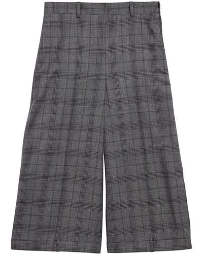 Balenciaga Check-pattern Wool Shorts - Grey