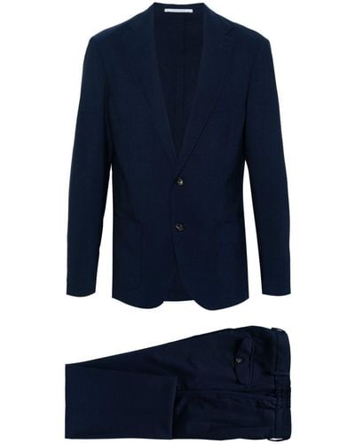 Eleventy Stretch-wool Single-breasted Suit - Blue