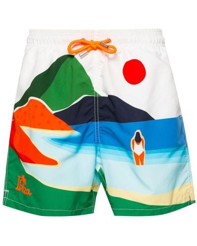 Mc2 Saint Barth Gustavia Placed Swim Shorts - White