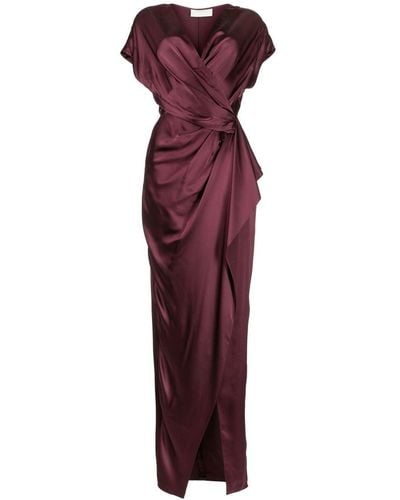 Michelle Mason Wrap Drape-detail Gown - Purple