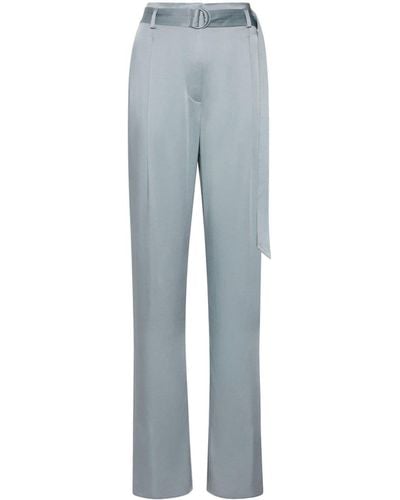 LAPOINTE Satin-belt Straight-leg Trousers - Blue