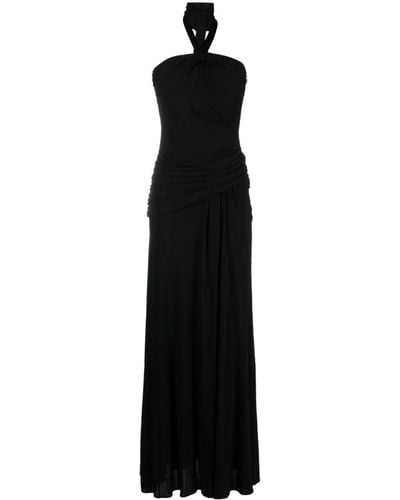 Blumarine Draped Halterneck Maxi Dress - Black