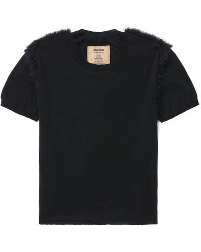 Uma Wang Raw-edge Cotton-silk T-shirt - Black