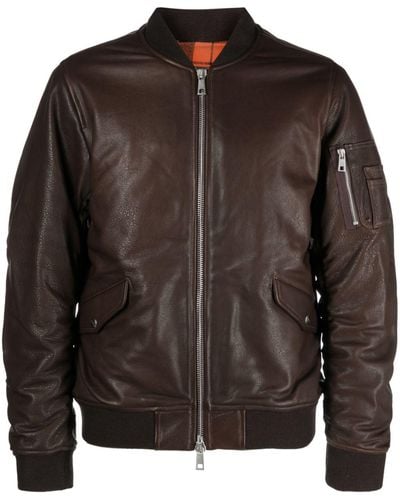 Giorgio Brato Zip-up Leather Bomber Jacket - Black