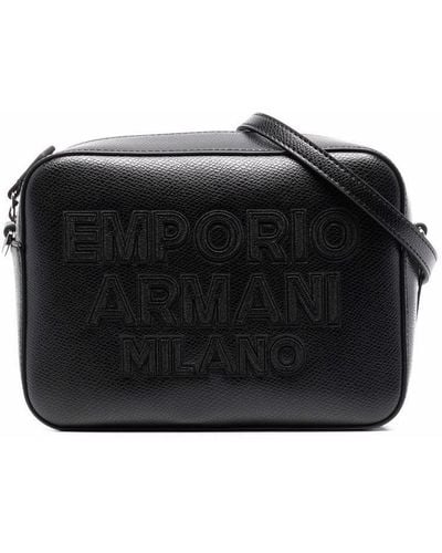 Emporio Armani ロゴエンボス ショルダーバッグ - ブラック