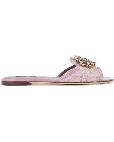 Dolce & Gabbana Bianca Flat Sandals - Roze