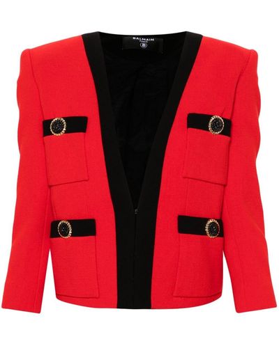 Balmain Jacke mit Taschen - Rot
