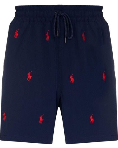 Polo Ralph Lauren Logo Embroidered Drawstring Shorts - Blue