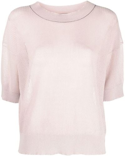 Fabiana Filippi Bead-embellished Waffle-knit Sweater - Pink