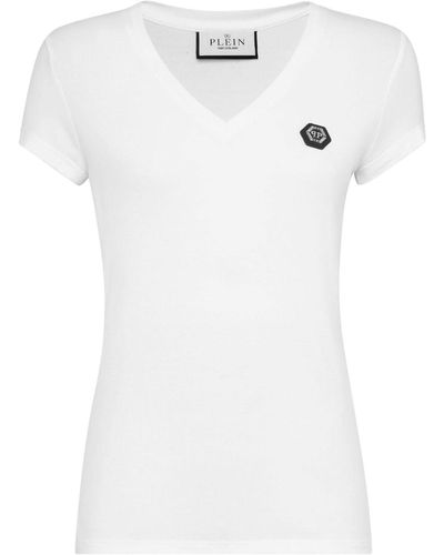Philipp Plein T-Shirt mit Logo-Applikation - Weiß
