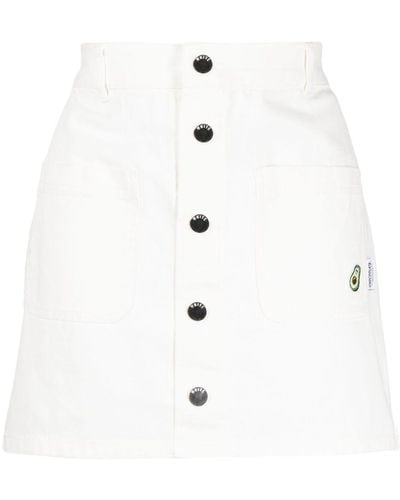 Chocoolate High-waisted A-line Denim Skirt - White
