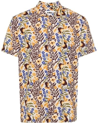 YMC Malick Floral-print Shirt - Natural